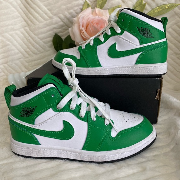 Nike Other - Nike Green and White High-Top Sneakers SIZE 1.5Y